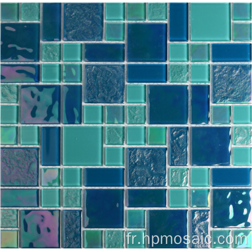 Carreaux de mosaïque de verre bleu mélangé